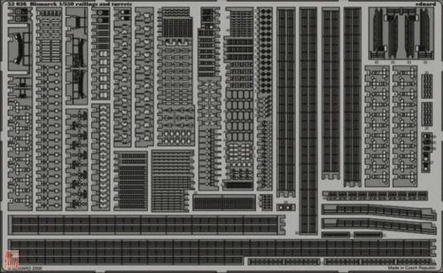 Eduard Accessories 1:350 Bismarck railings and turrets für Revell Bausatz