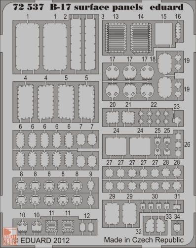 Eduard Accessories 1:72 B-17 surface panels S.A. for Revell