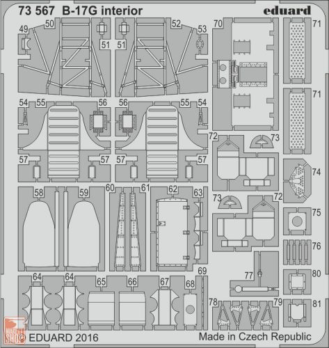 Eduard Accessories 1:72 B-17G cockpit interior for Airfix