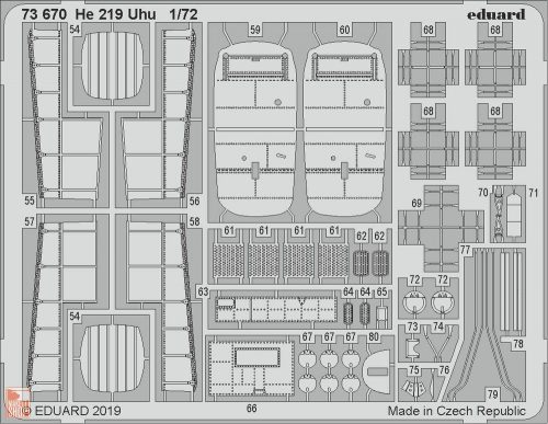 Eduard Accessories 1:72 He 219 Uhu for Dragon