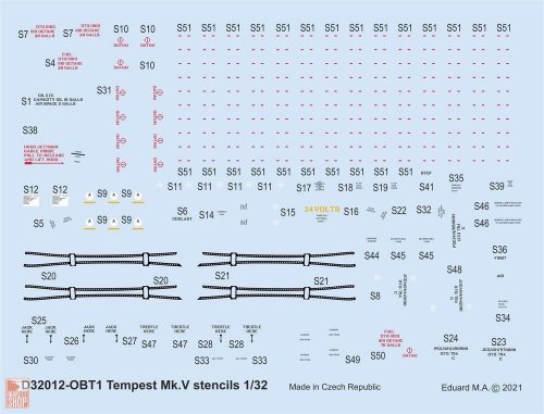 Eduard Accessories 1:32 Tempest Mk.V stencils 1/32 for SPECIAL HOBBY/REVELL