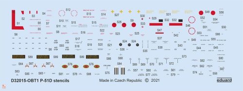 Eduard Accessories 1:32 P-51D stencils for REVELL/TAMIYA