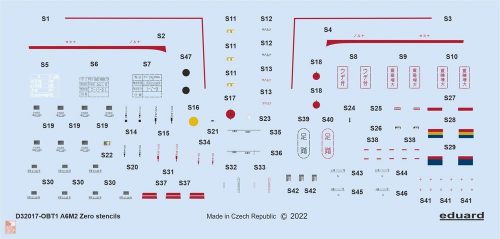 Eduard Accessories 1:32 A6M2 stencils for TAMIYA