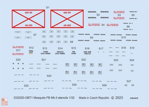 Eduard Accessories 1:32 Mosquito FB Mk.II stencils 1/32 for TAMIYA