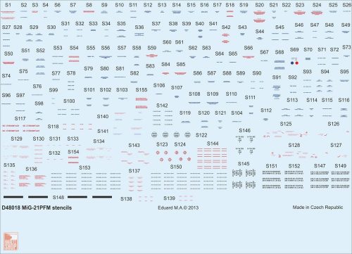 Eduard Accessories 1:48 MiG-21PFM stencils for Eduard