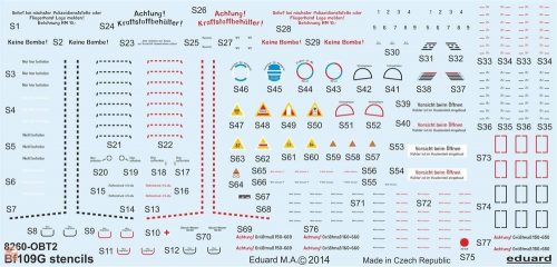 Eduard Accessories 1:48 Bf 109G stencils for Eduard