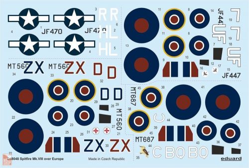 Eduard Accessories 1:48 Spitfire Mk.VIII over Europe for Eduard