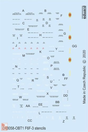 Eduard Accessories 1:48 F6F-3 stencils for Eduard