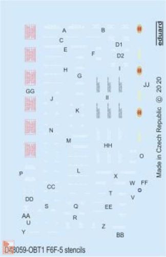 Eduard Accessories 1:48 F6F-5 stencils for Eduard