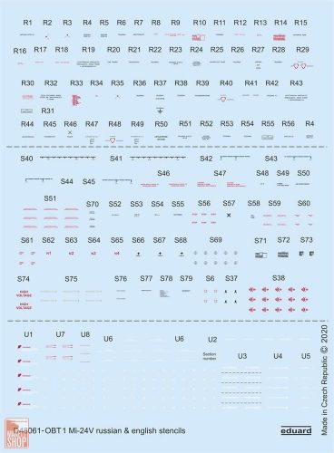 Eduard Accessories 1:48 Mi-24V stencils Russian & English for Zvezda