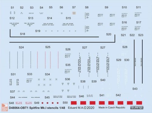Eduard Accessories 1:48 Spitfire Mk.I stencils for Eduard