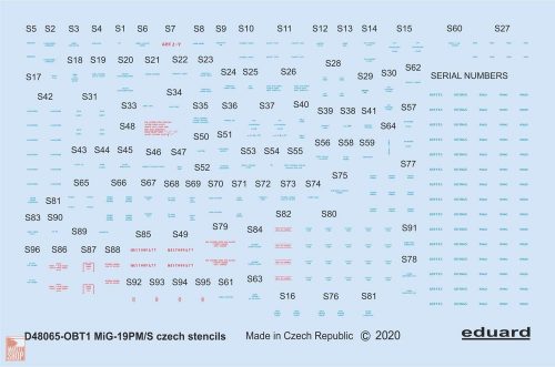 Eduard Accessories 1:48 MiG-19 stencils Czech for Eduard