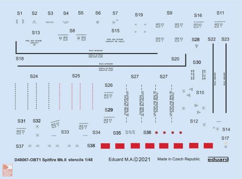 Eduard Accessories 1:48 Spitfire Mk.II stencils for Eduard