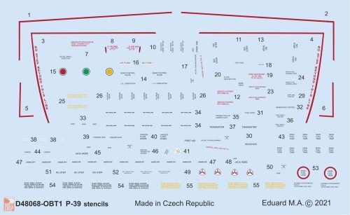 Eduard Accessories 1:48 P-39 stencils for Eduard