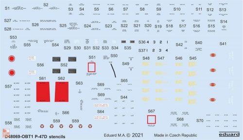 Eduard Accessories 1:48 P-47D stencils for Eduard,Tamiya