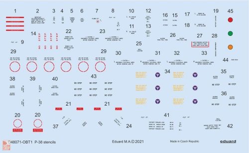 Eduard Accessories 1:48 P-38 stencils 1/48 for TAMIYA/ACADEMY/HASEGAWA