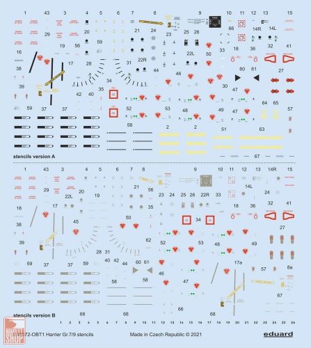 Eduard Accessories 1:48 Harrier Gr.7/9 stencils 1/48 for REVELL/HASEGAWA