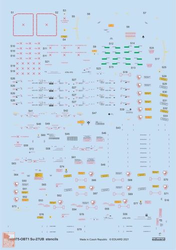 Eduard Accessories 1:48 Su-27UB stencils 1/48 for ACADEMY/KITTY HAWK/GWH