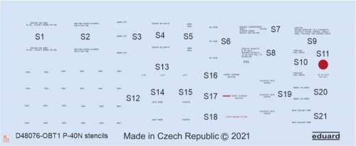 Eduard Accessories 1:48 P-40N stencils 1/48 for HASEGAWA