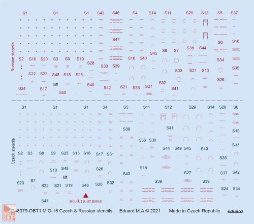Eduard Accessories 1:48 MiG-15 Czech & Russian stencils 1/48 for BRONCO