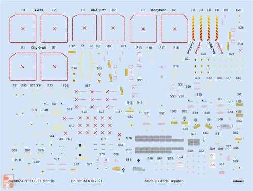 Eduard Accessories 1:48 Su-27 stencils 1/48 for ACADEMY/KITTY HAWK/HOBBY BOSS/GWH