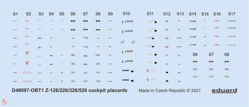 Eduard Accessories 1:48 Z-126/226/326/526 cockpit placards 1/48 EDUARD