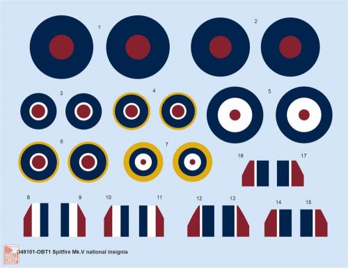 Eduard Accessories 1:48 Spitfire Mk.V national insignia for EDUARD