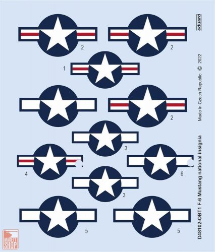 Eduard Accessories 1:48 F-6 Mustang national insignia for EDUARD