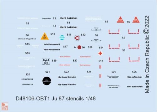 Eduard Accessories 1:48 Ju 87 stencils for HASEGAWA/AIRFIX/ITALERI