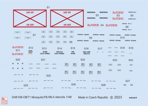 Eduard Accessories 1:48 Mosquito FB Mk.II stencils 1/48 for TAMIYA