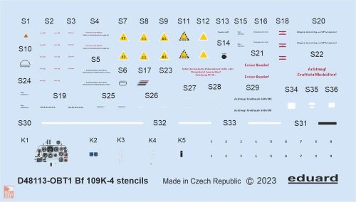 Eduard Accessories 1:48 Bf 109K-4 stencils 1/48