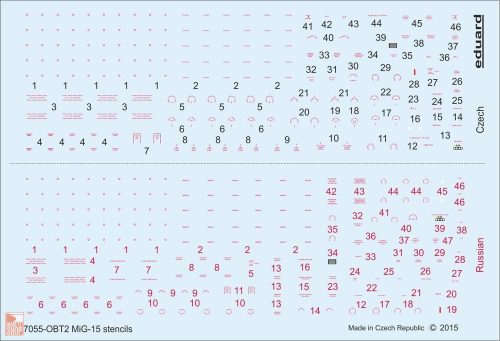 Eduard Accessories 1:72 MiG-15/ MiG-15bis stencils for Eduard