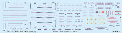 Eduard Accessories 1:72 Fw 190A stencils for Eduard