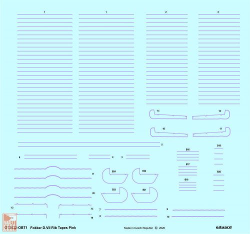 Eduard Accessories 1:72 Fokker D.VII rib tapes pink for Eduard