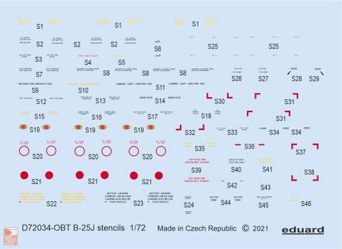 Eduard Accessories 1:72 B-25J stencils 1/72 for HASEGAWA/REVELL