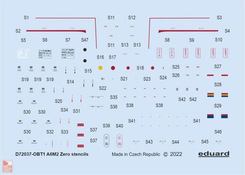 Eduard Accessories 1:72 A6M2 stencils for TAMIYA/AIRFIX/HASEGAWA