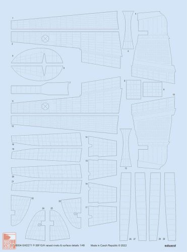 Eduard Accessories 1:48 P-38F/G/H raised rivets & surface details for TAMIYA