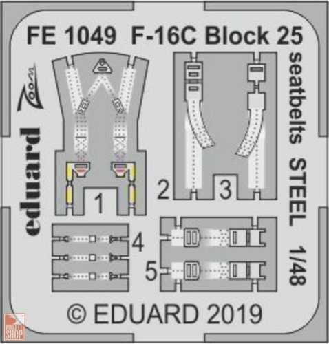 Eduard Accessories 1:48 F-16C Block 25 seatbelts STEEL for Tamiya