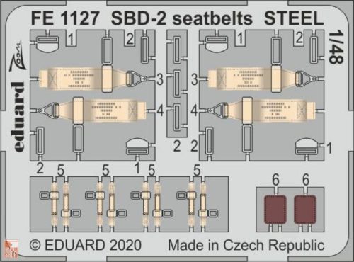 Eduard Accessories 1:48 SBD-2 seatbelts STEEL for Academy