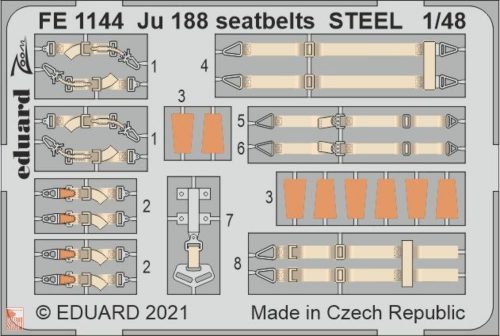 Eduard Accessories 1:48 Ju 188 seatbelts STEEL 1/48 for REVELL