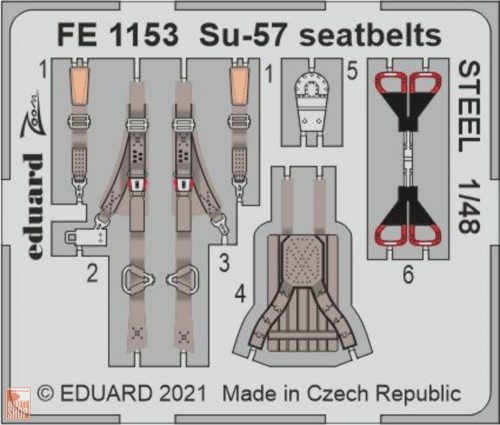 Eduard Accessories 1:48 Su-57 seatbelts STEEL 1/48 for ZVEZDA