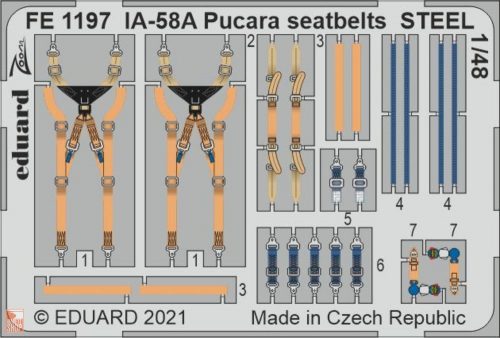 Eduard Accessories 1:48 IA-58A Pucara seatbelts STEEL 1/48 for KINETIC