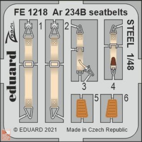 Eduard Accessories 1:48 Ar 234B seatbelts STEEL 1/48 HASEGAWA/HOBBY 2000