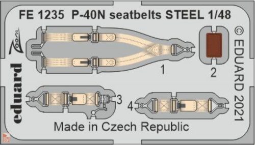 Eduard Accessories 1:48 P-40N seatbelts STEEL, for ACADEMY