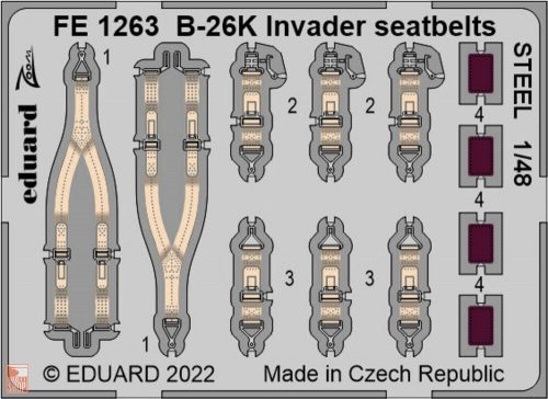 Eduard Accessories 1:48 B-26K Invader seatbelts STEEL for ICM