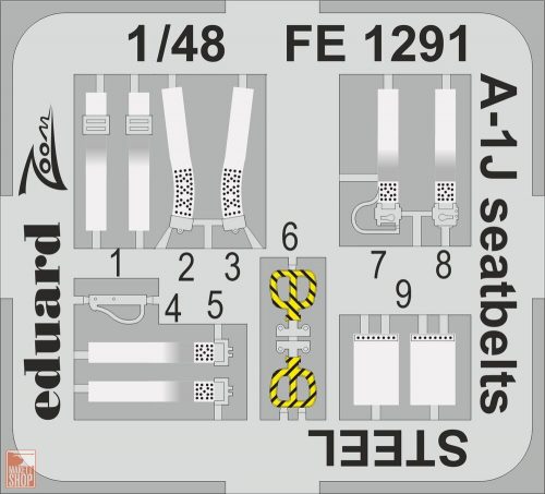 Eduard Accessories 1:48 A-1J seatbelts STEEL