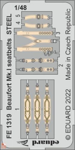 Eduard Accessories 1:48 Beaufort Mk.I seatbelts STEEL for ICM