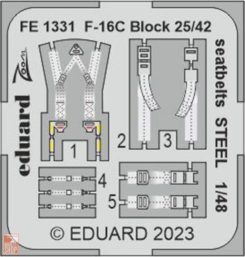 Eduard Accessories 1:48 F-16C Block 25/42 seatbelts STEEL 1/48 for KINETIC