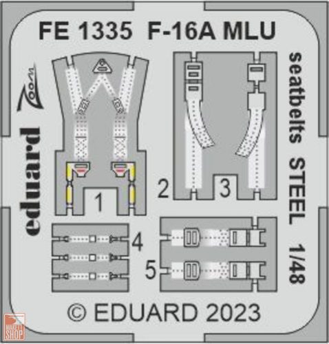 Eduard Accessories 1:48 F-16A MLU seatbelts STEEL 1/48 KINETIC