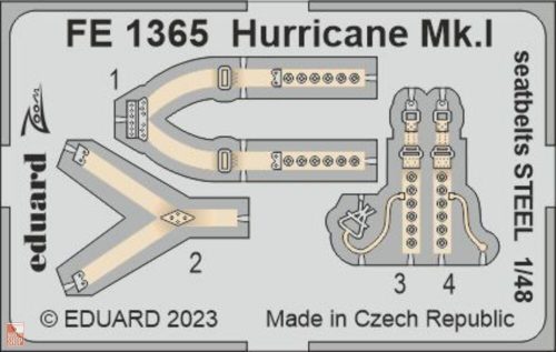 Eduard Accessories 1:48 Hurricane Mk.I seatbelts STEEL 1/48 HOBBY BOSS